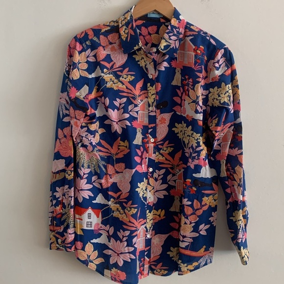 J. McLaughlin Along the Coast Lois Blouse Golden Retriever Doodle Dogs Small - Picture 2 of 12